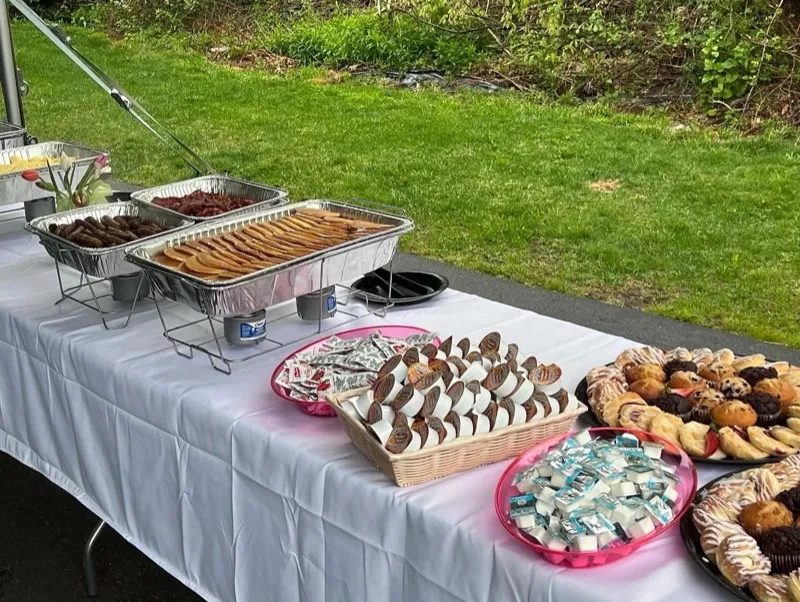 Deag's catering spread set up outdoors for a private event